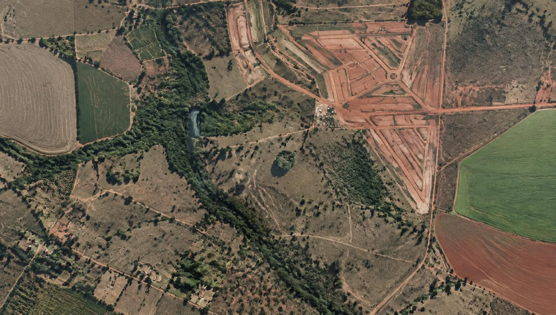 Vista aérea de área territorial para mapeamento